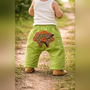 Handmade Elephant Harem Pants Toddler 12–24M Green Boho Unisex